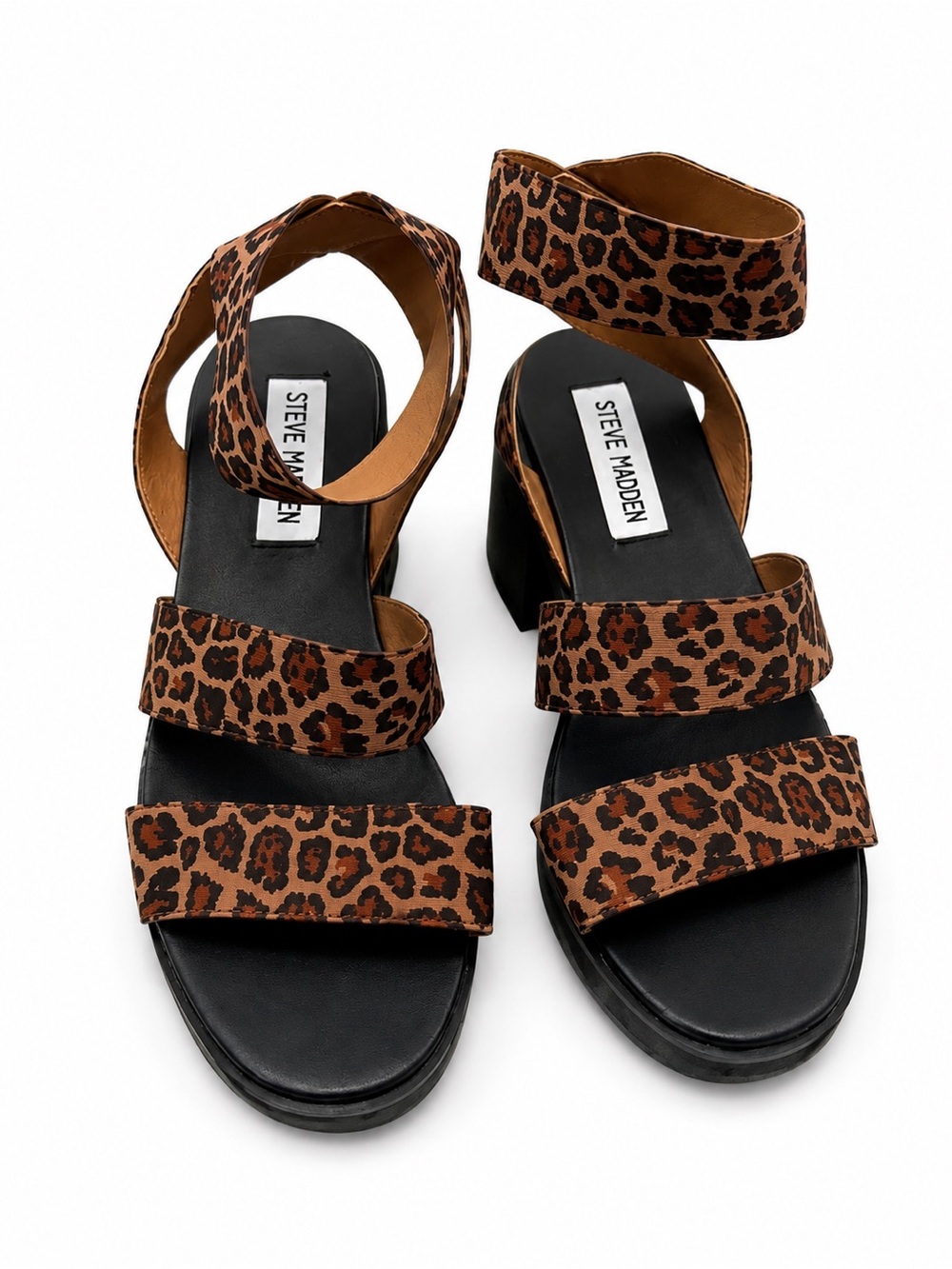 Steve Madden Leopard Print Block Heel Sandals Women’s Size 6